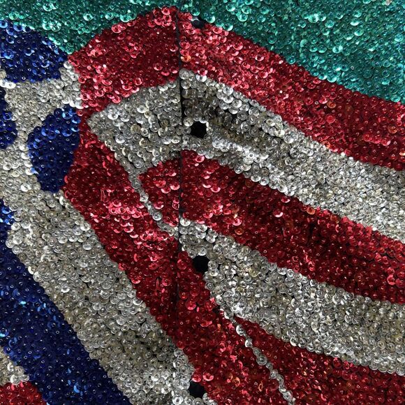 Vintage World Cup Vest Mens XXL Soccer Sequin Bling Red Flag Stars Patriotic 2XL - Picture 4 of 10